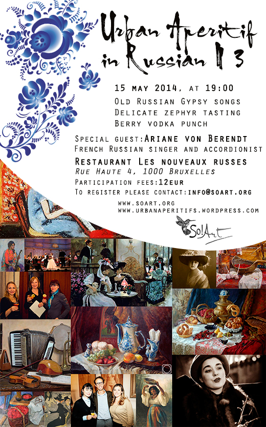 Affiche. Russian Aperitif №3 on 15 of May at Les nouveaux russes Restaurant. 2014-05-15